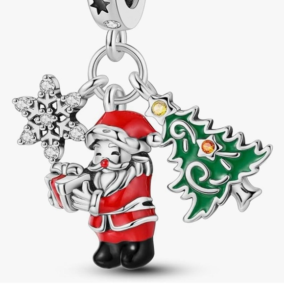 Christmas silver Santa charm sterling silver fits all pandoras - Picture 1 of 4